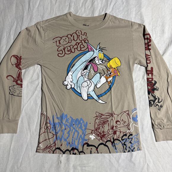 Tom and Jerry Other - Tom & Jerry Grafitti All Over Graphic Long Sleeve T-Shirt Unisex Size Small